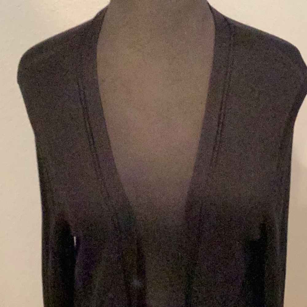 Grace long black cardigan with detailing